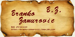 Branko Zamurović vizit kartica